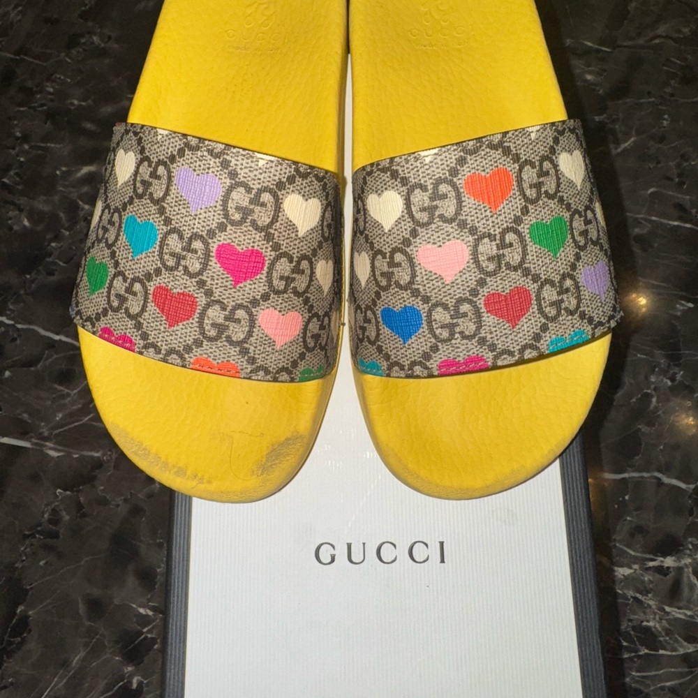 Gucci Yellow Heart Slides